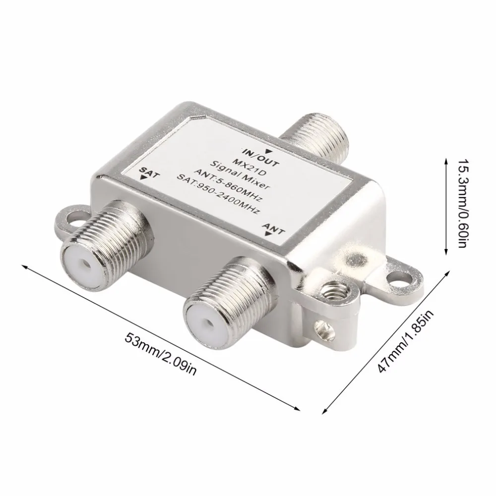 2 in 1 2 Way Satellite Splitter TV Signal Cable TV Signal Mixer SAT/ANT Diplexer Lightweight & Compact