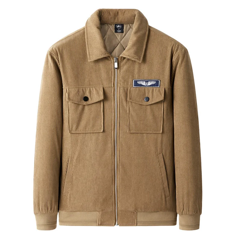 

Мужская уличная ветрозащитная вельветовая куртка Amekji, пальто, бархатное утолщенное пальто из овечьей шерсти, пальто с хлопковой подкладкой, свободное повседневное пальто с лацканами