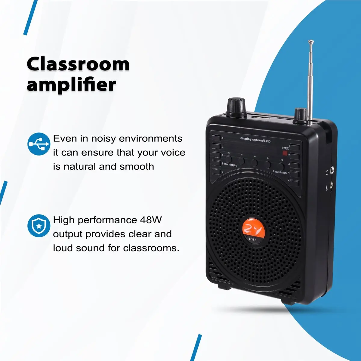 xin828-48w-24g-microfono-inalambrico-para-profesores-bluetooth-portatil-recargable-mini-amplificador-de-voz-para-profesores-canto-y-entrenamiento
