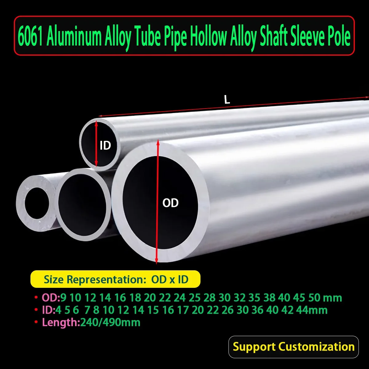 6061 Aluminum Tube Pipe Hollow Aluminum Pipe Alloy Aluminum Tube Shaft Sleeve Pole CNC Metal DIY