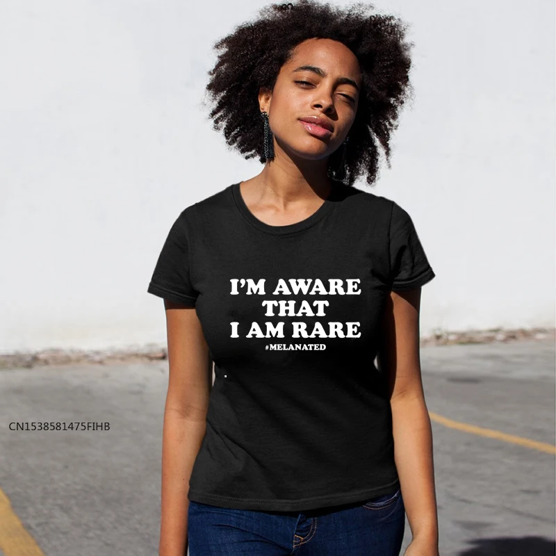 I'm Aware That I Am Rare Melanated T-Shirt Empowered Black Woman Tshirt Funny Black Girl Magic Melanin Top Tee Shirt Premium