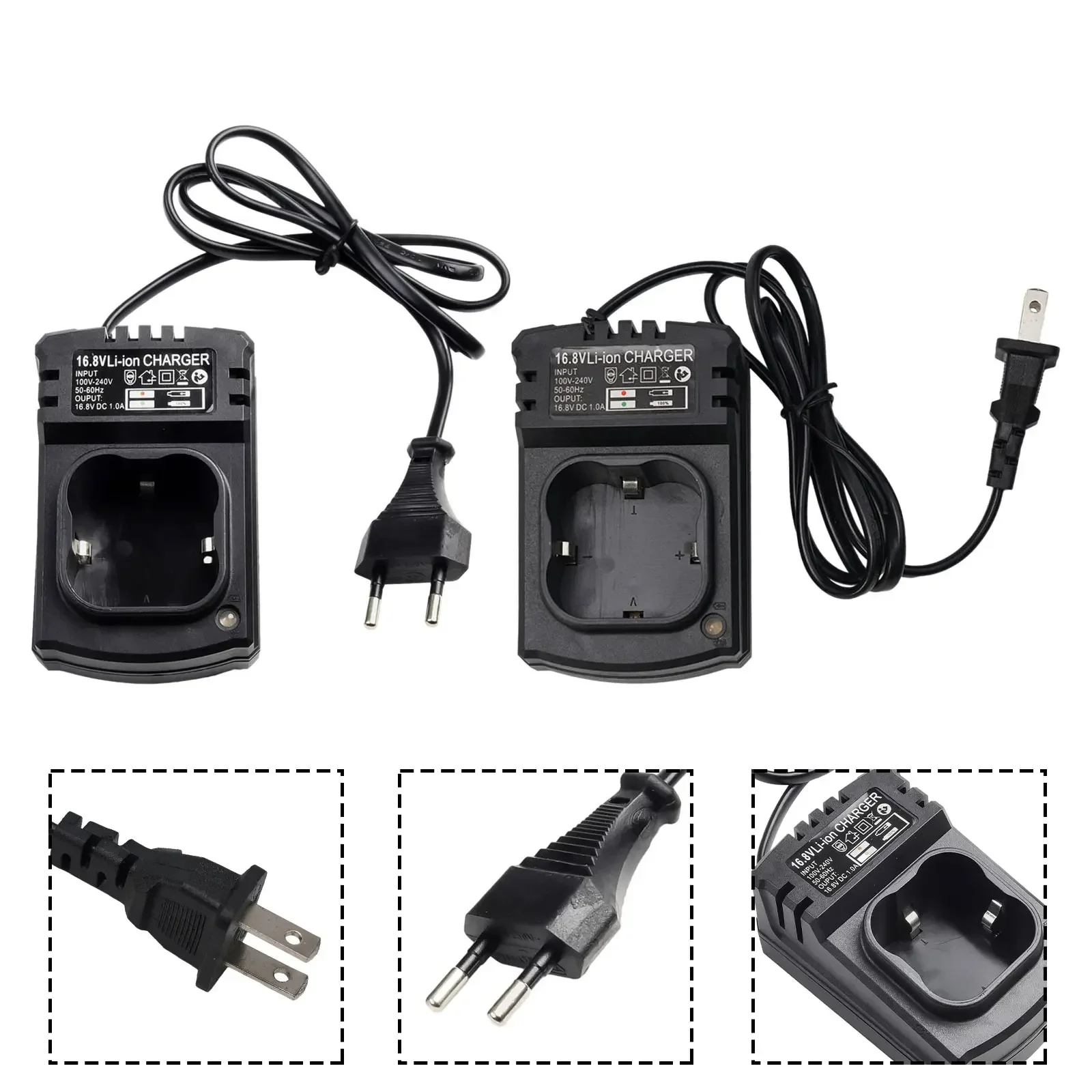 

16.8V DC US/EU Li-ion Battery Charger Rechargeable Support 110-240V Spare Parts For Electrical Drill Power Tools Accessories