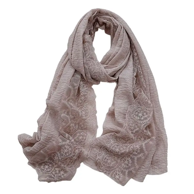 39BD Crinkled cotton blend scarf shawl for commute and vacation layering