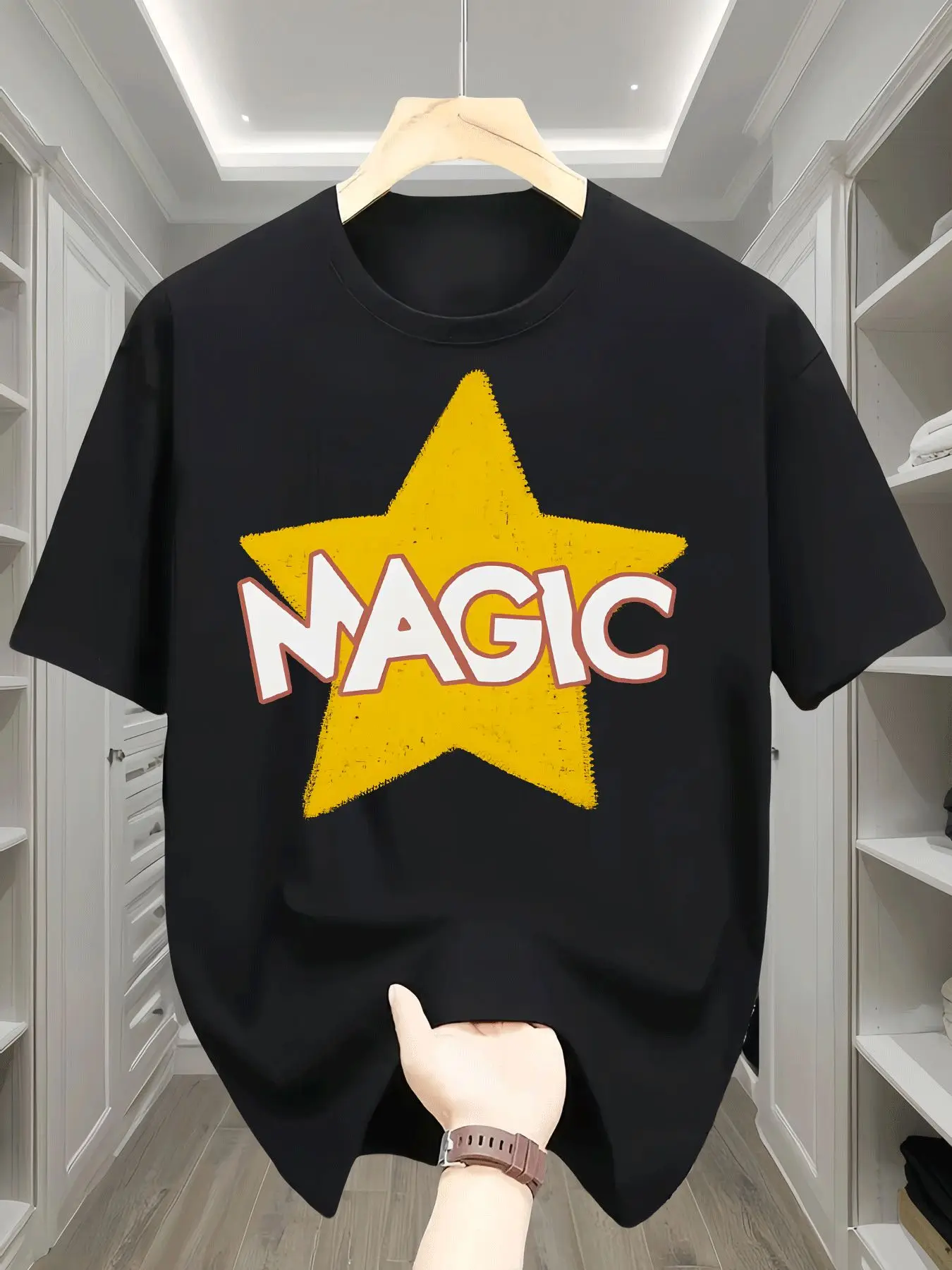 Star Magic Pattern Summer Candy Color Children's Printed T-shirt Fashionable Parent-child Outfit Girls' Short Sleeved Shirt