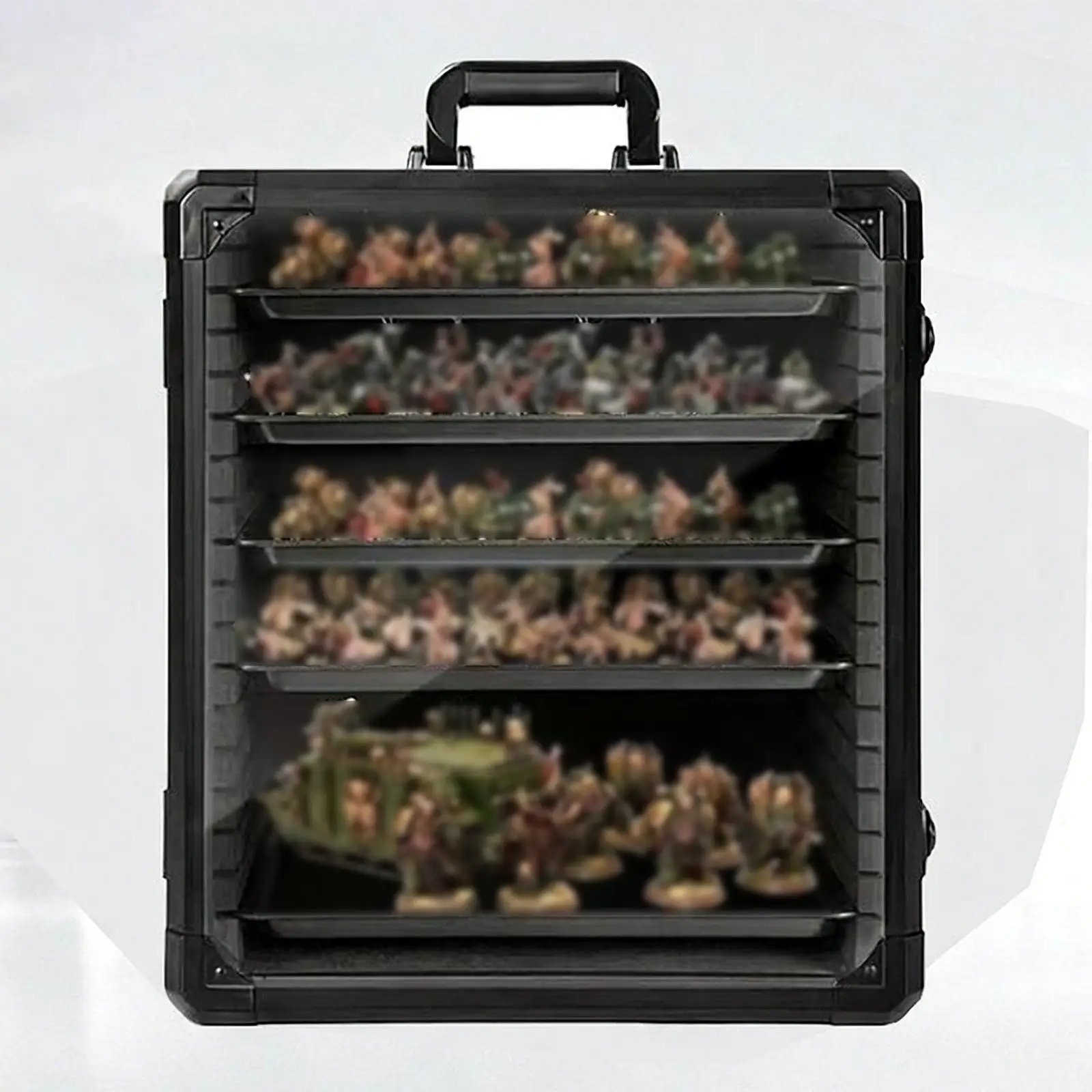 

Miniature Figure Storage Case Portable Handle, Practical, Premium, Sturdy, Aluminum Alloy, Figure Display Cabinet with 6 Trays