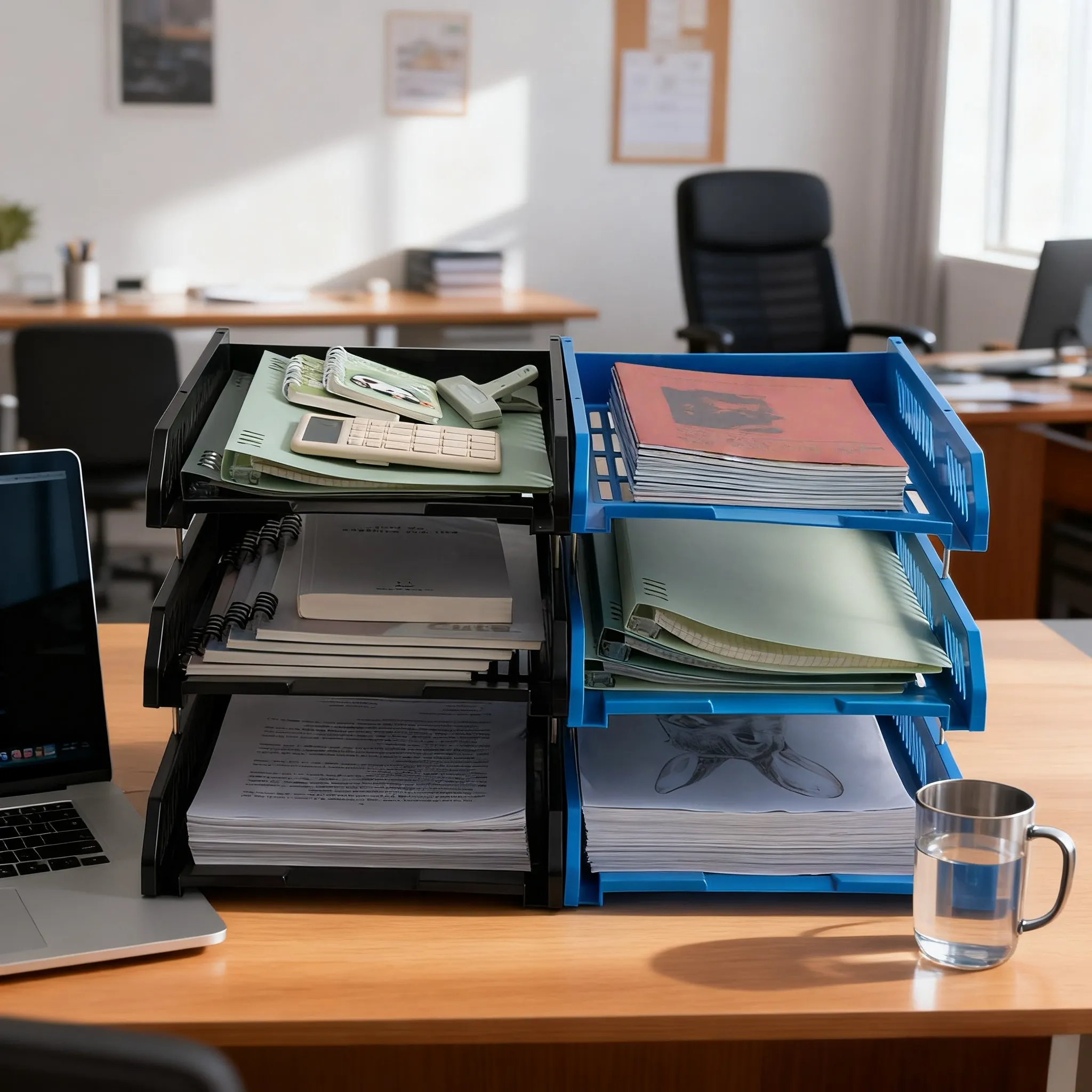 File Tray Three-Layer Plastic Horizontal File Holder File Stand Document Organizer File Frame Data Storage Organizer