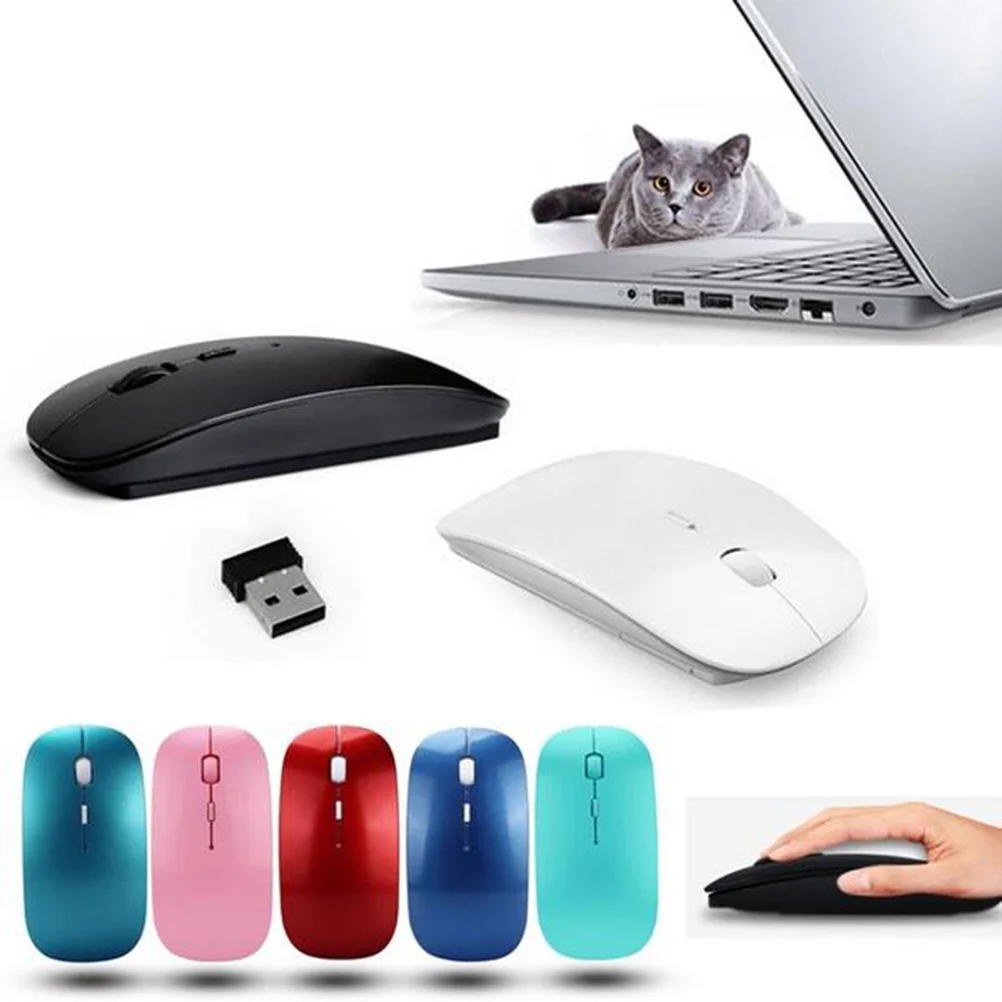 2.4 جرام 4 أزرار ماوس لاسلكي مسطح أسود مريح خفيف الوزن استقبال USB صغير وضع النوم 3 إعدادات ديسيبل متوحد الخواص 800 1200 1600 للكمبيوتر