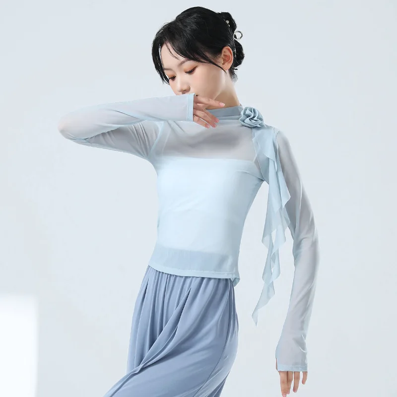 Modern dance practice suit, women's new half high collar dance suit, gauze garment, adult slim fit, classical dance body suit, t