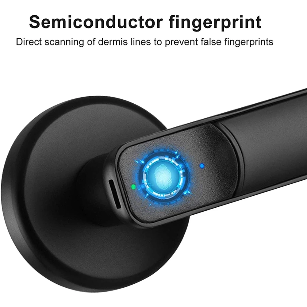 Fingerprint Door Lock Handle USB Rechargeable Anti Theft Smart Electric Biometric Keyless Security Entry With 2 Keys Smart Home