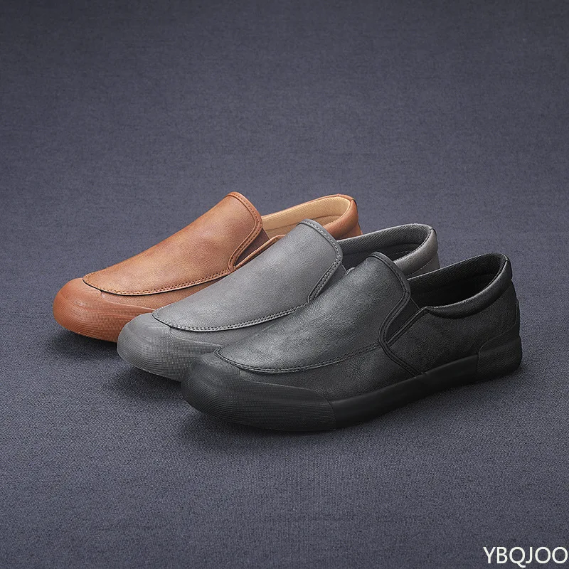 

Мужские весенне-осенние повседневные простые удобные универсальные туфли на плоской подошве, модные однотонные мужские туфли с низким вырезом и круглой головкой