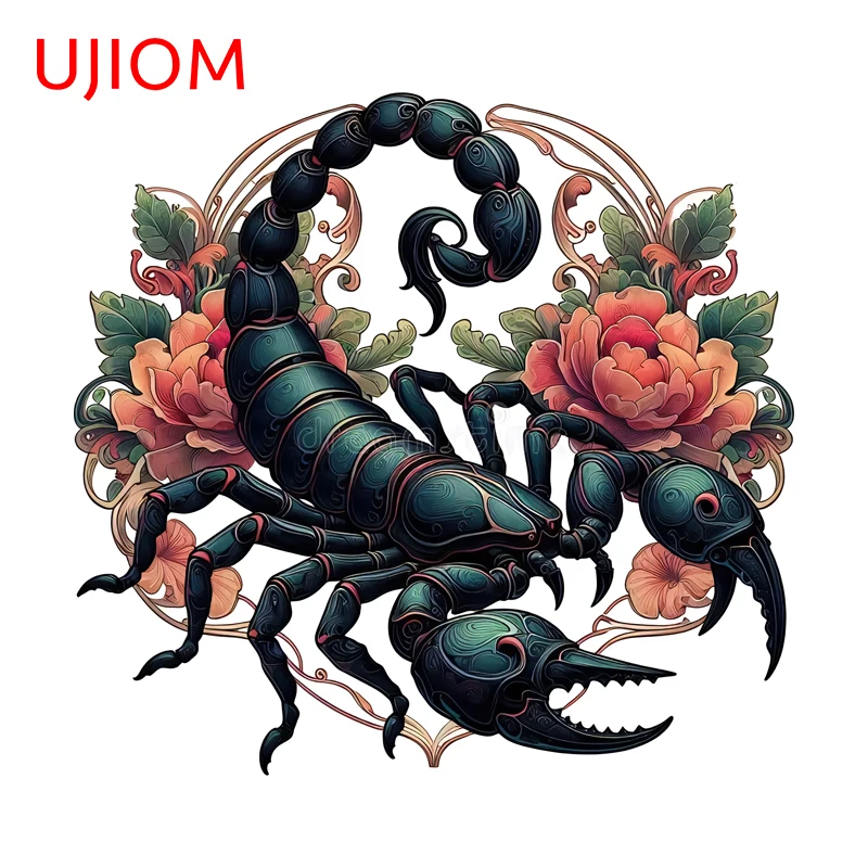 UJIOM Scorpion Flowe Wall Sticker Bathroom Toilet Attractive Decoration PVC Adhesive Decal Suitable For DIY Decoration Chambre