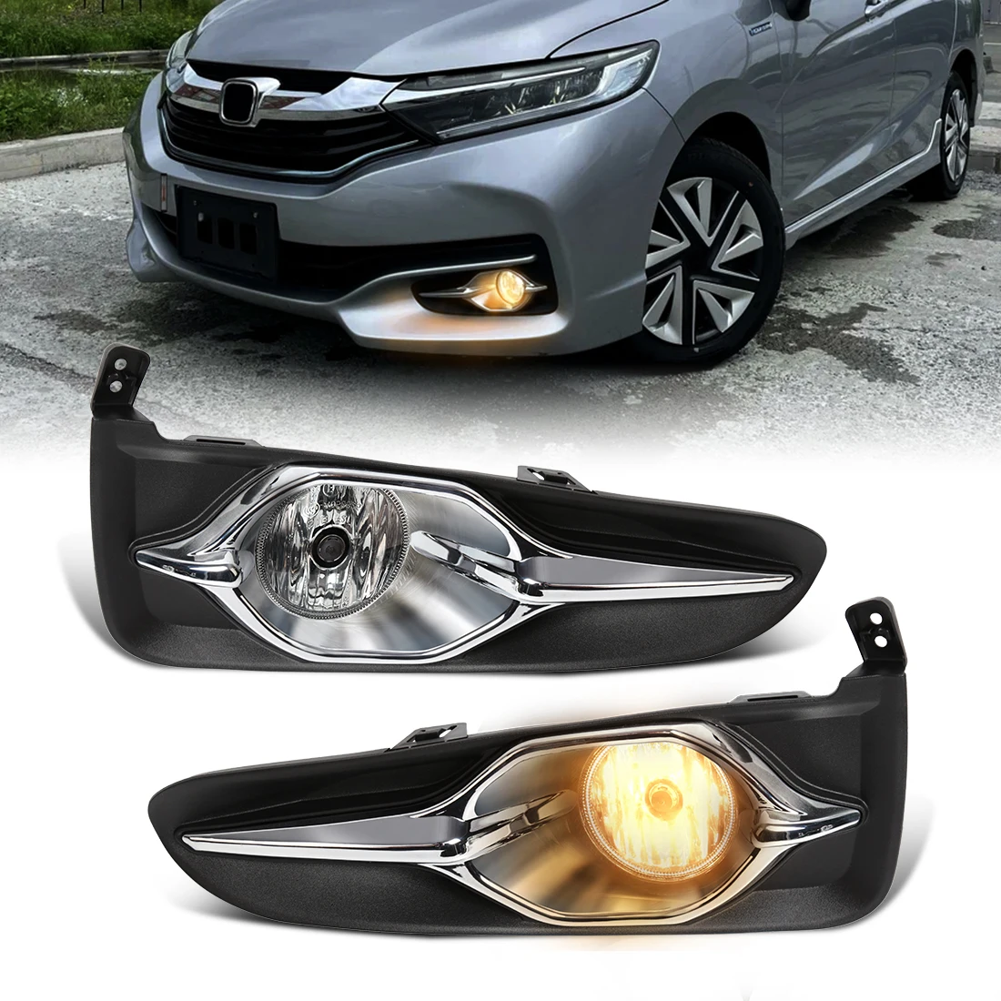 For Honda Fit Jazz Shuttle 2017 2018 Fog Lamps Halogen Car Front Bumper Daylight Daytime Running Lights DRL Car Accessories 12V