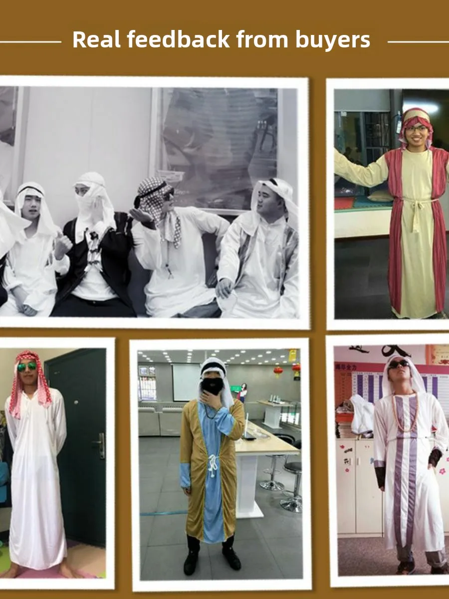 Arabisch kostuum gewaad voor mannen en vrouwen Midden-Oosten Dubai Halloween epherd outfit lang gewaad gemaskerd bal kostuum polyester