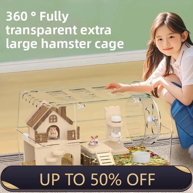 Acrylic Hamster Cage – Extra Large Transparent Double-Layer Luxury Villa for Syrian Hamsters, Budget-Friendly Habitat XXL