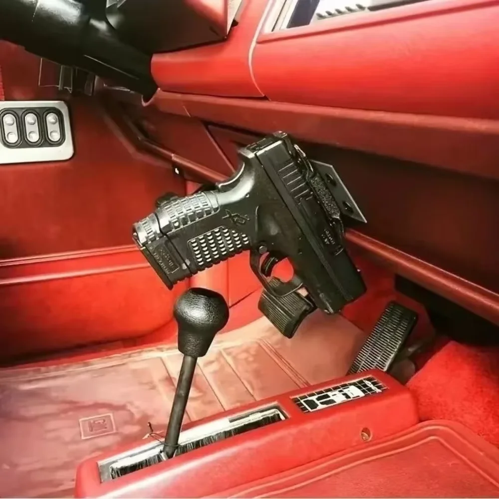 Portable Magnetic Gun Holder, Quick Pull Hidden Design, Adhesive Mount Magnet Bracket for Car Interior & Home Storage