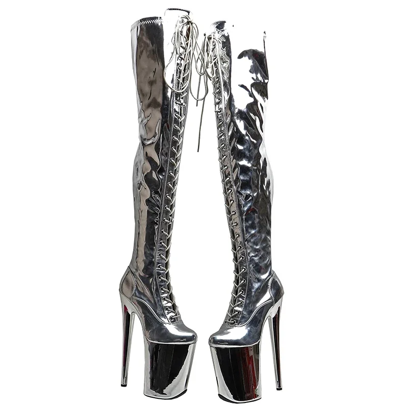 Leecabe   23CM/9inches  Shiny  PU  Upper Fashion trend  platform High Heel stripper heel Pole Dance boot