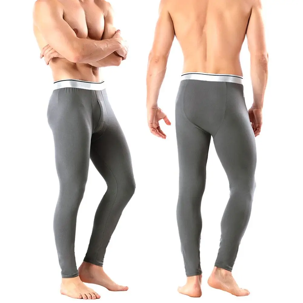 Men\'s Thermal Underwear Pants Winter Thick Fleece Lined Long Johns Warm Leggings Base Layer Bottoms