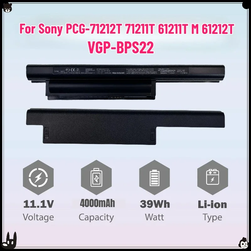 SWZY VGP-BPS22  Laptop Battery for Sony Vaio  VGP-BPS22A VGP-BPL22 VGP-BPS22/A VPC-E1Z1E VPC-EA PCG-71212T 71211T 61211T M 61212
