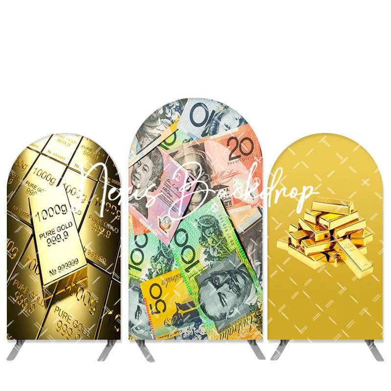 Gold Bar Generic Money Pale Bill Currency Arch Banner Backdrop Background Realistic Theme Decor for Birthday Party Baby Shower