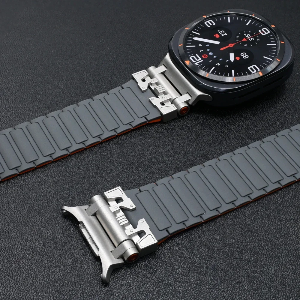 สายนาฬิกาซิลิโคนแม่เหล็กสำหรับ Samsung Galaxy Watch ultra 47mm สุดหรูสำหรับผู้ชายสายนาฬิกาสำหรับ Galaxy 47mm