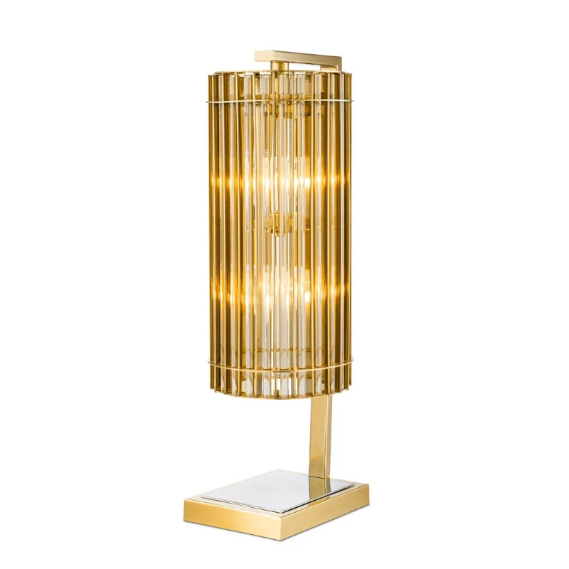 

Modern light luxury glass rod iron cage table lamp/soft decoration design/villa/restaurant/model room hotel high-end