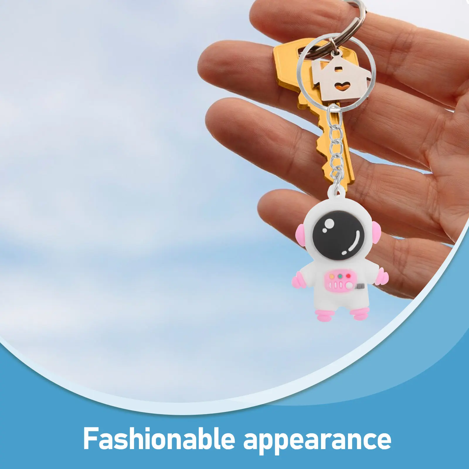 24Pcs Astronaut Keychain Cartoon Pendant Space Themed Bag Charm Sturdy Keyring Backpack Charm Party Favors Travel Decorations