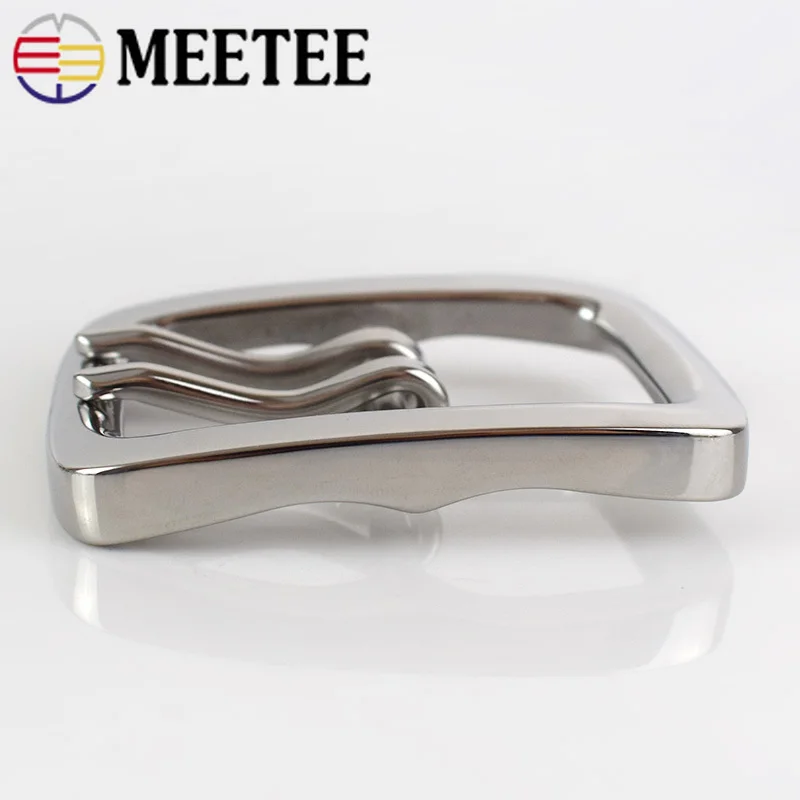 Meetee 1pc 40mm Stainless Steel Single Double Pin Buckles Men\'s Belt Buckle Head DIY High Quality Hardware Leather Accessories