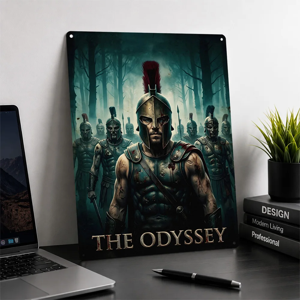 The Odyssey Spartan Warriors 3D Printed Texture Poster Personalized Wall Art Retro Metal Tin Signs for Bedroom Decoration Room