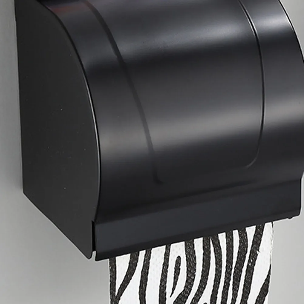 Bathroom Tissue Paper Holder Box Wall Mount Black Aviation Aluminum Rustproof Dustproof Toilet Paper Roll Holder Tissue Box
