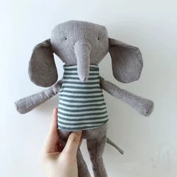 Grey Elephant Cloth Doll Cotton Linen Stuffed Elephant Soft Toys with Gift Box Kids Birthday Baby Shower Gift Handmade Plushies 