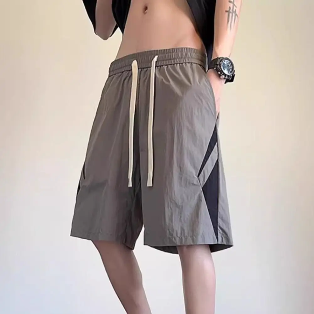 

Chic Loose Casual Thin Shorts Drawstring High Waist Wide Leg Shorts Summer Beach Knee Length Pants Male