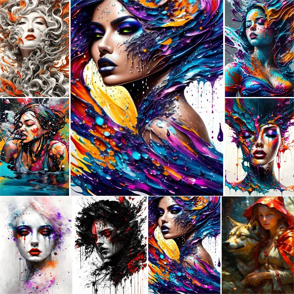 

Раскраска по номерам, портретная картина для акриловой краски, картина для декора гостиной, настенное искусство, поделки для взрослых, Greasepaint для женщин