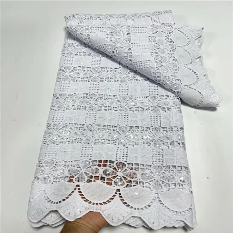 

5 ярдов чистого белого цвета, хит продаж, французское кружево с блестками, африканский тюль, шнур, сетка, вышитая ткань для свадебной вечеринки 9L672902