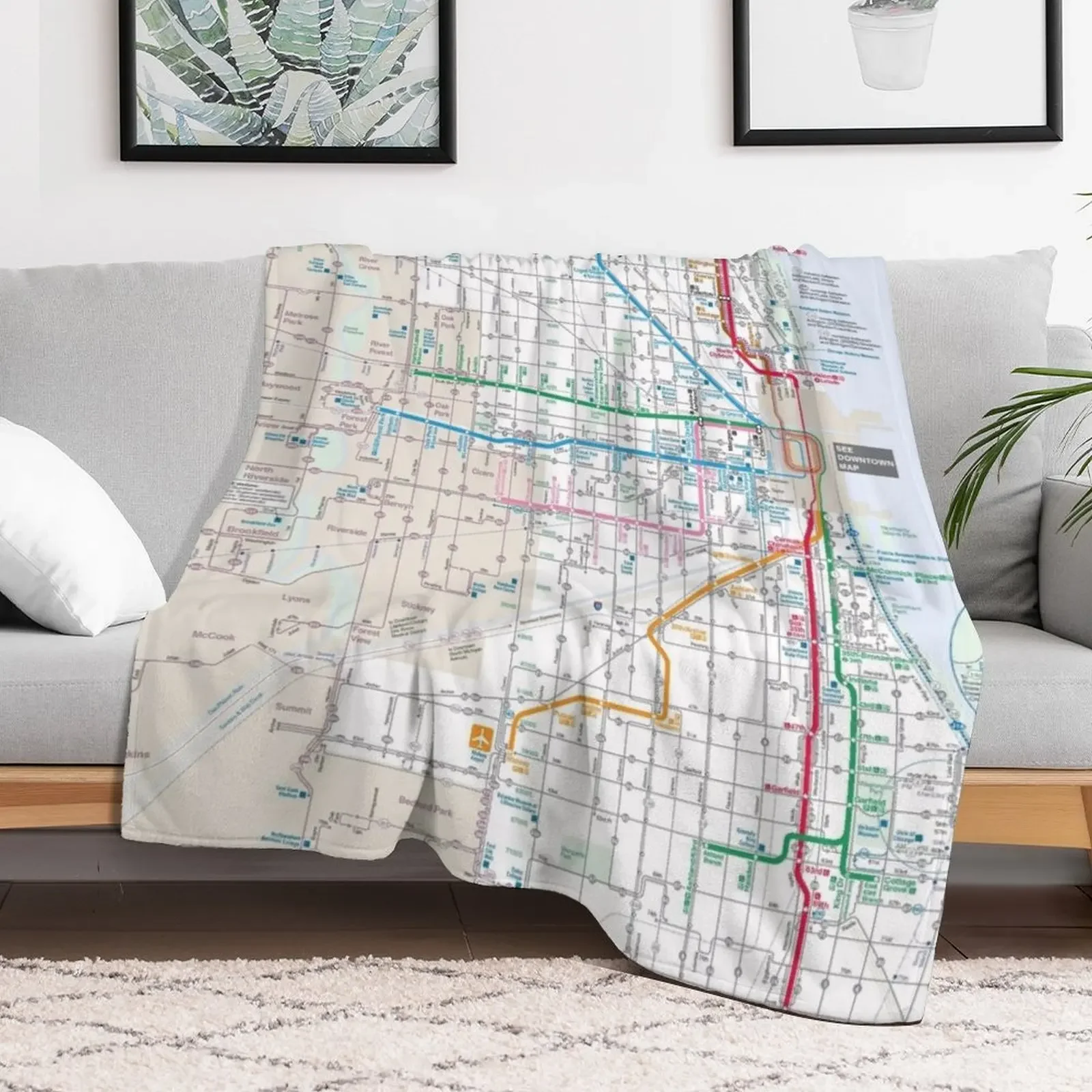 Chicago Transit Authority Map CTA Map Throw Blanket Furry warm winter christmas decoration Fashion Sofas Blankets