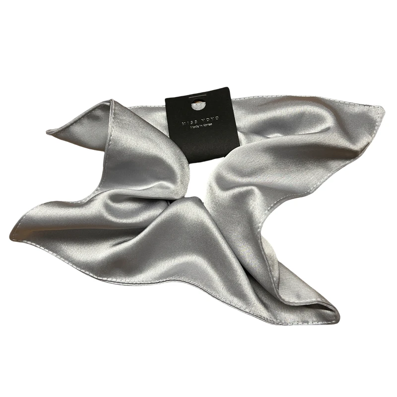 وشاح مربع من الحرير الكوري، عصابة رأس، حبل شعر، عصابة رأس بأربعة زوايا للفتيات، شعور فرنسي راقي، طوق سجق سمين #6