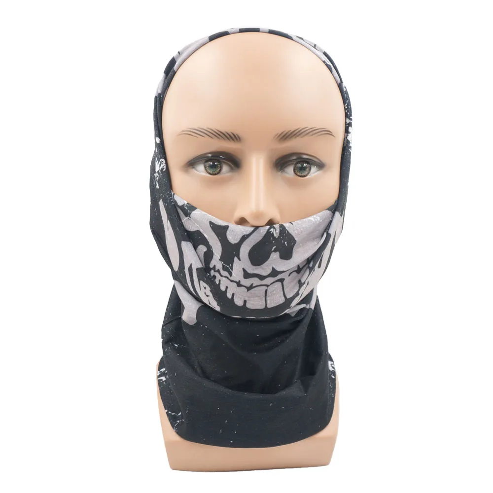 Cosplay Skull Neck Gaiter for Party Quickdry Breathable Art Painting Movie Black Headscarf for Men Women Cycling Hiking Bandana