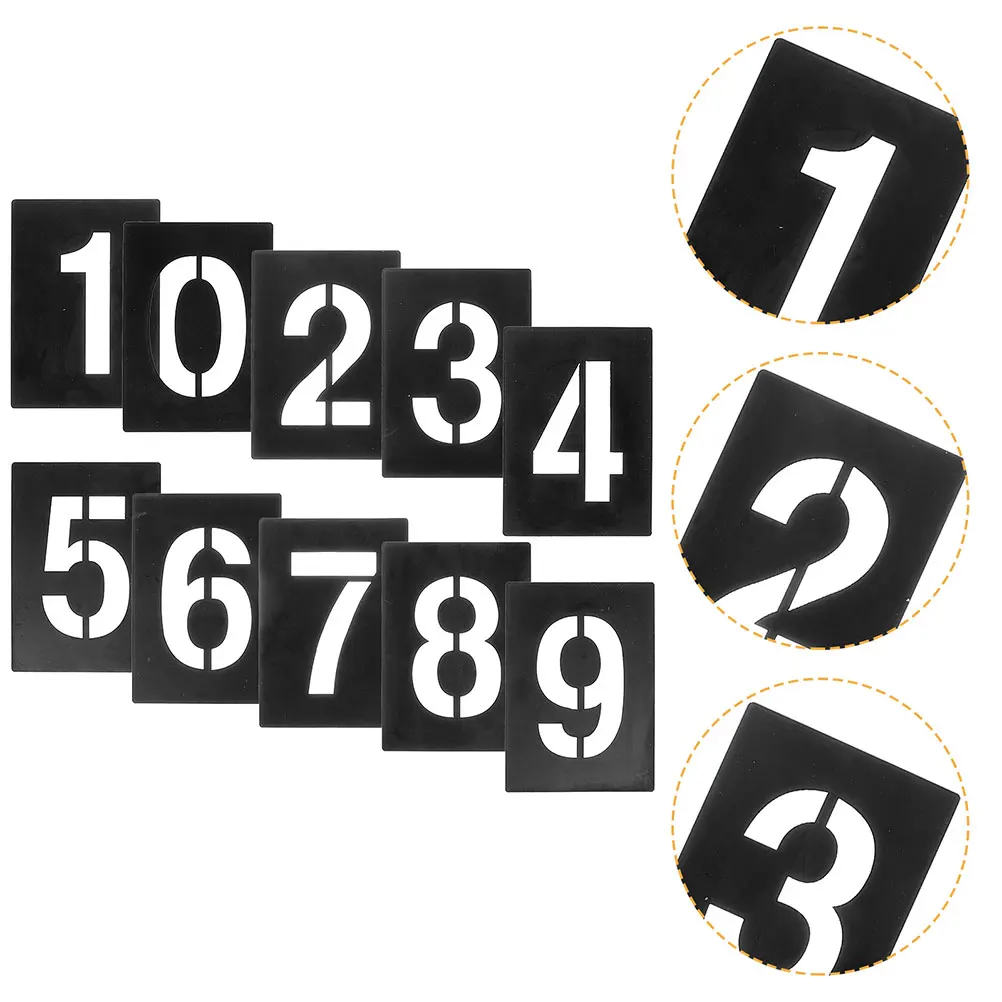 

10pcs Digital Spray Mold Reusable Pvc Number Stencils 0-9 For Wood Metal Signage Diy Crafts Office Stencils For Spray Painting
