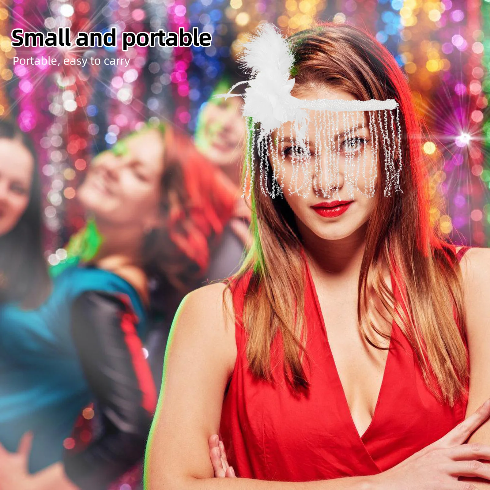 قناع شرابة بيضاء للنساء على طراز الشرير الغامض، إكسسوار للوجه التنكرية لحفلات الرقص الشرقي على الطراز القوطي للهالوين #2