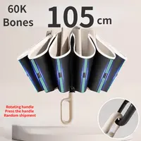 Paraguas plegable inverso totalmente automático con hebilla de 60K para hombres y mujeres con paraguas UV con raya reflectante a prueba de viento