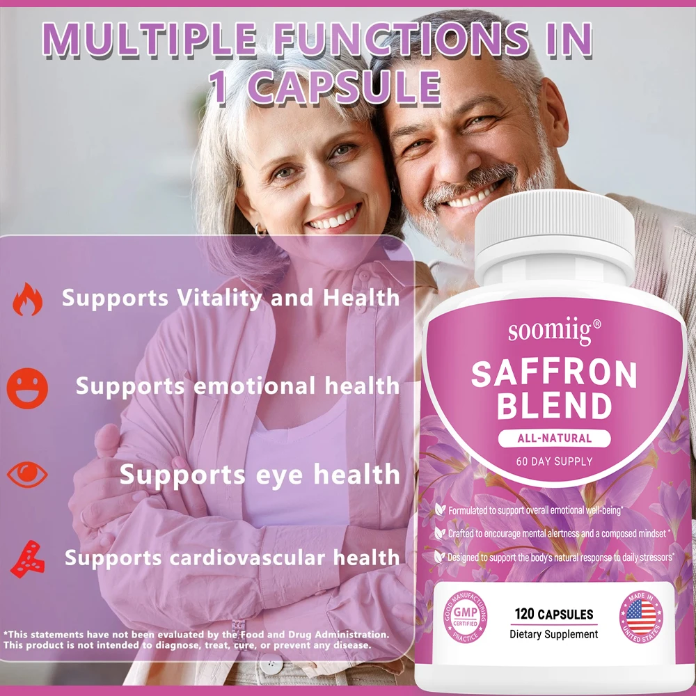 Saffron Blend Supplement for Men & Women – Saffron, B6, Magnesium & Herbal Extract Capsules ,Supports Mood, Focus & Clarity