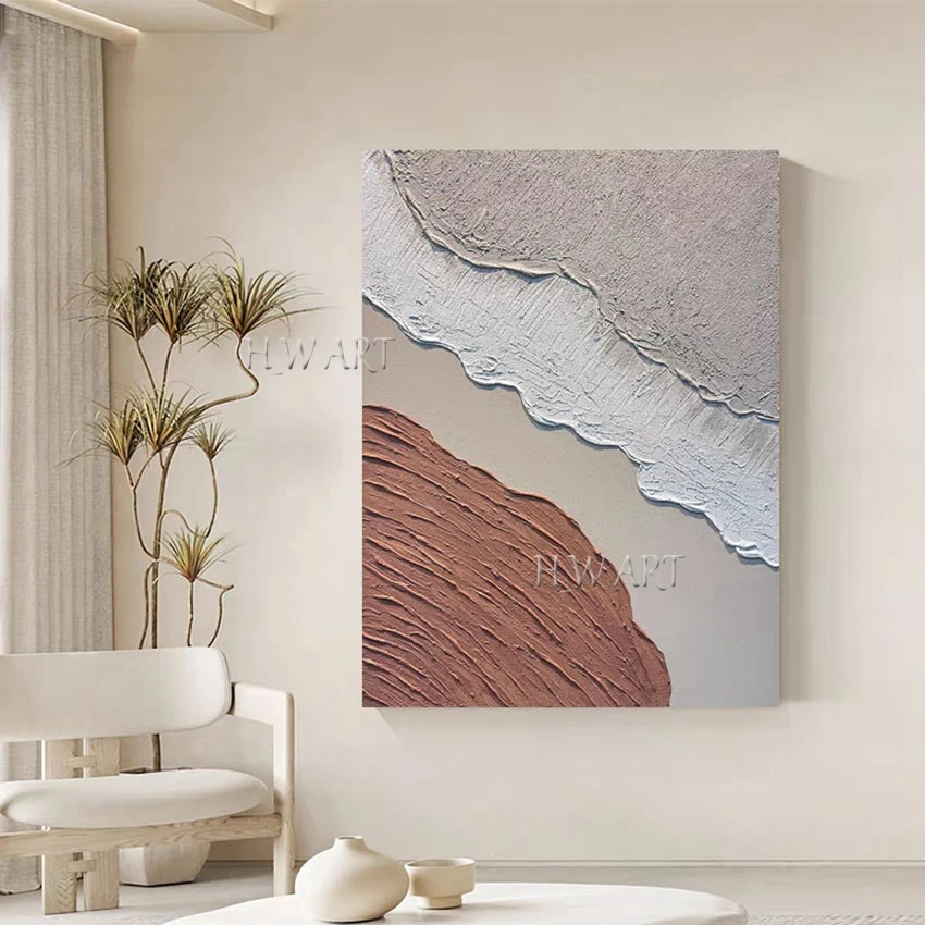 

Abstract Knife Oil Paintings Canvas Art Picture Acrylic Textured Wall Sea Wave Simple Style Handmade Artwork No Framed Gifts