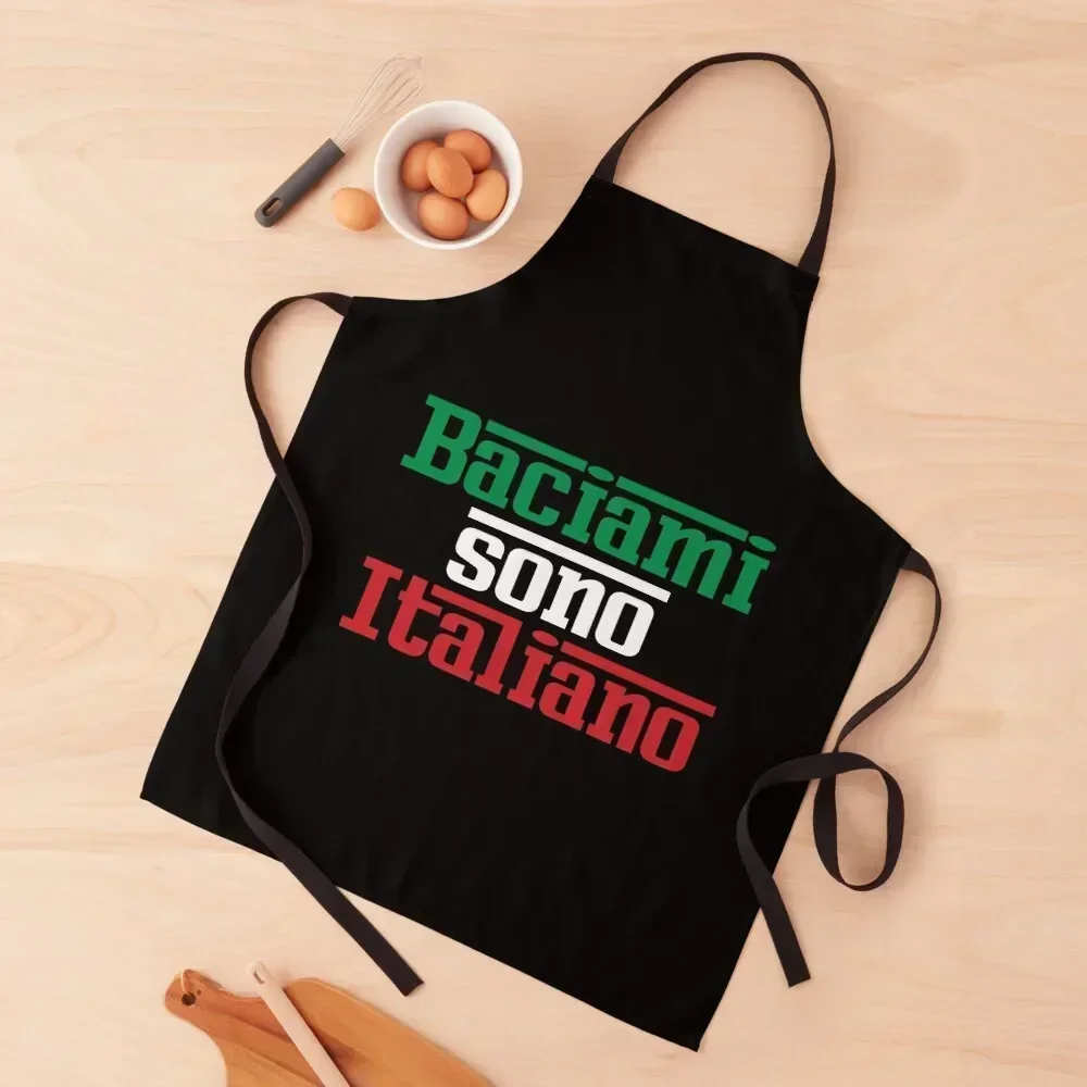

Baciami Sono Italiano - Kiss Me I Am Italian - Italian - Green White Red Apron Children'S Women Kitchen Apron