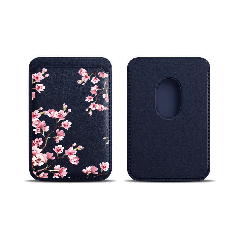 Kirschblüten-Leder-Kartenetui Handy-Kartenhalter Magnetische Hülle Geeignet für alle iPhone Magsafe-Karten-Handy-Rückseiten-Taschen – Detail 15