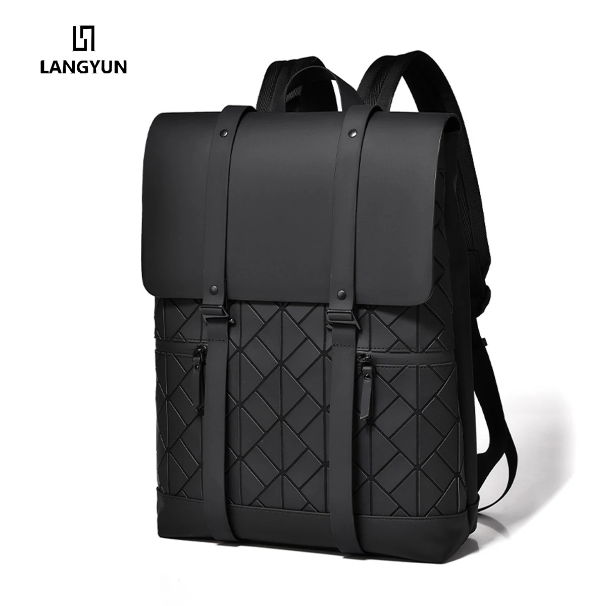 LANGYUN High Quality Waterproof PU Leather Men's Backpack 15.6-inch Laptop Bags Large Capacity Multi-functional