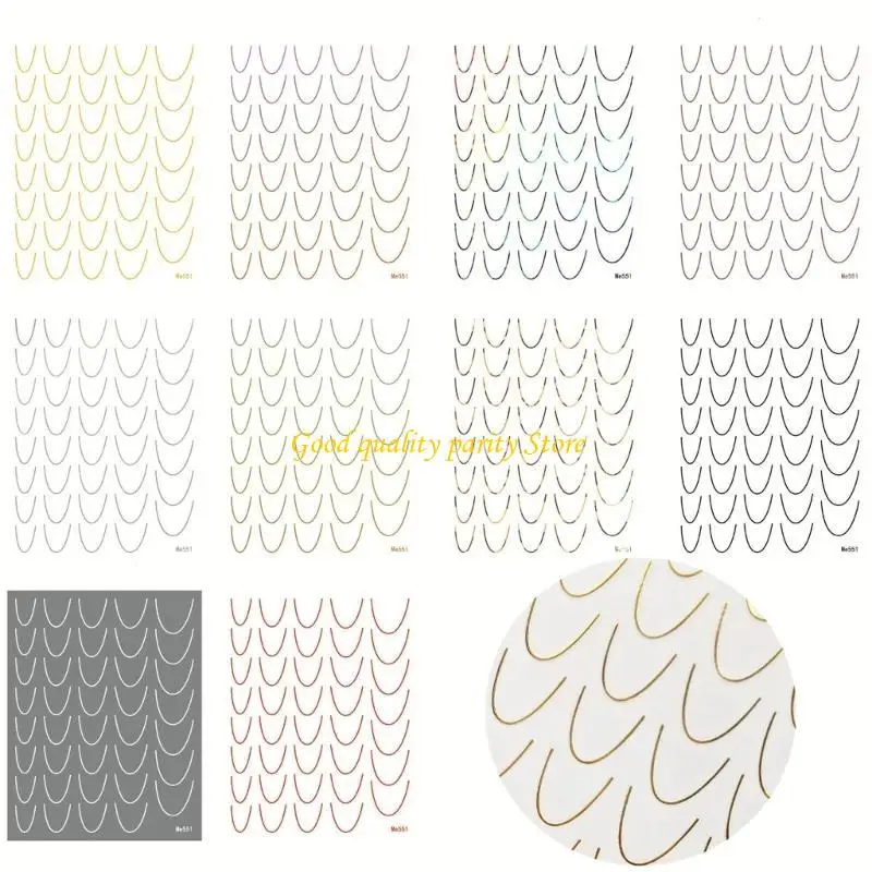 M4YA 12 예가 프랑스 라인 네일 스티커 손톱 데스칼 프랑스 팁 손톱 아트 스티커