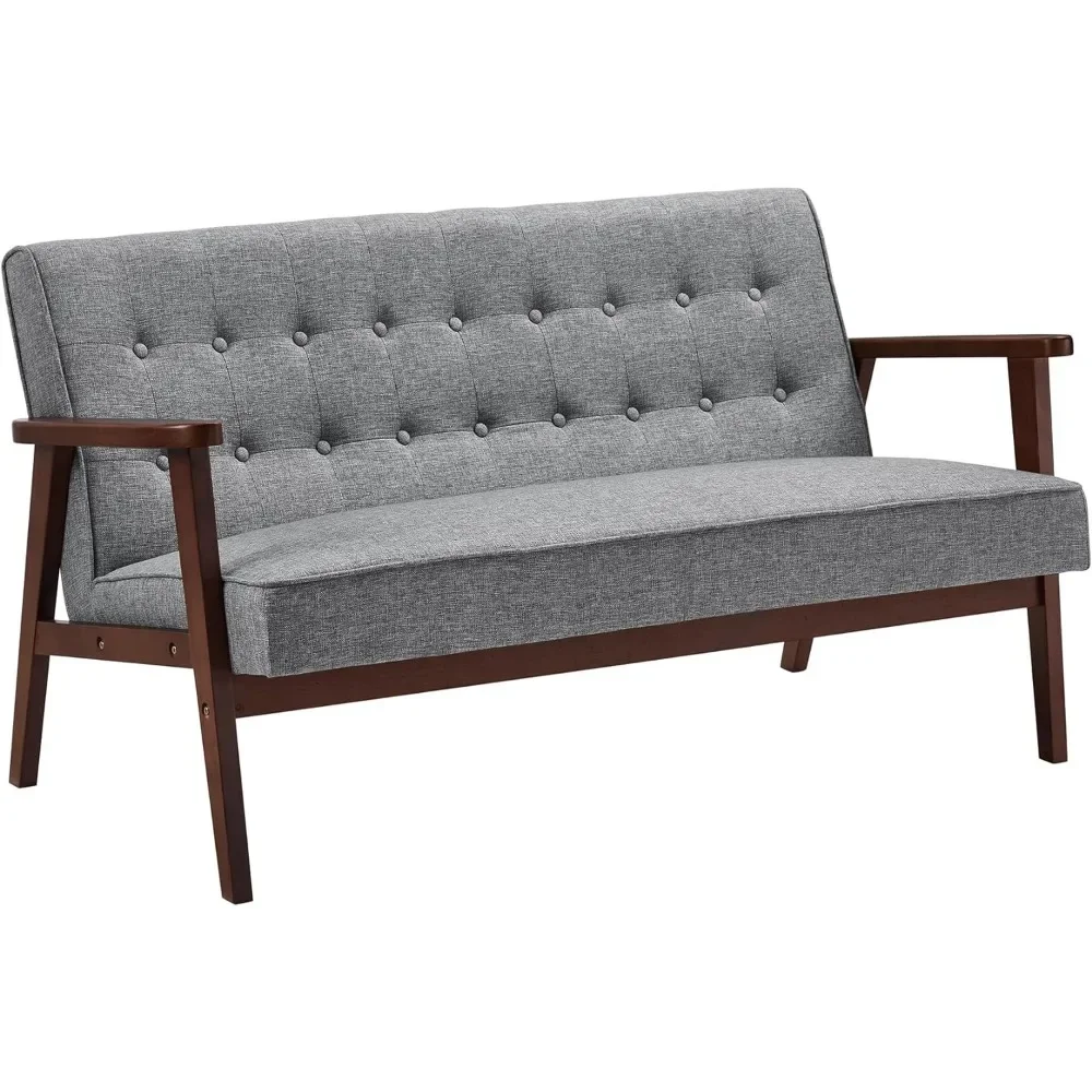 

Couch for Small Spaces, Mid-Century Modern 51.2-Inch Wide Solid Wood Armrests for Living Room