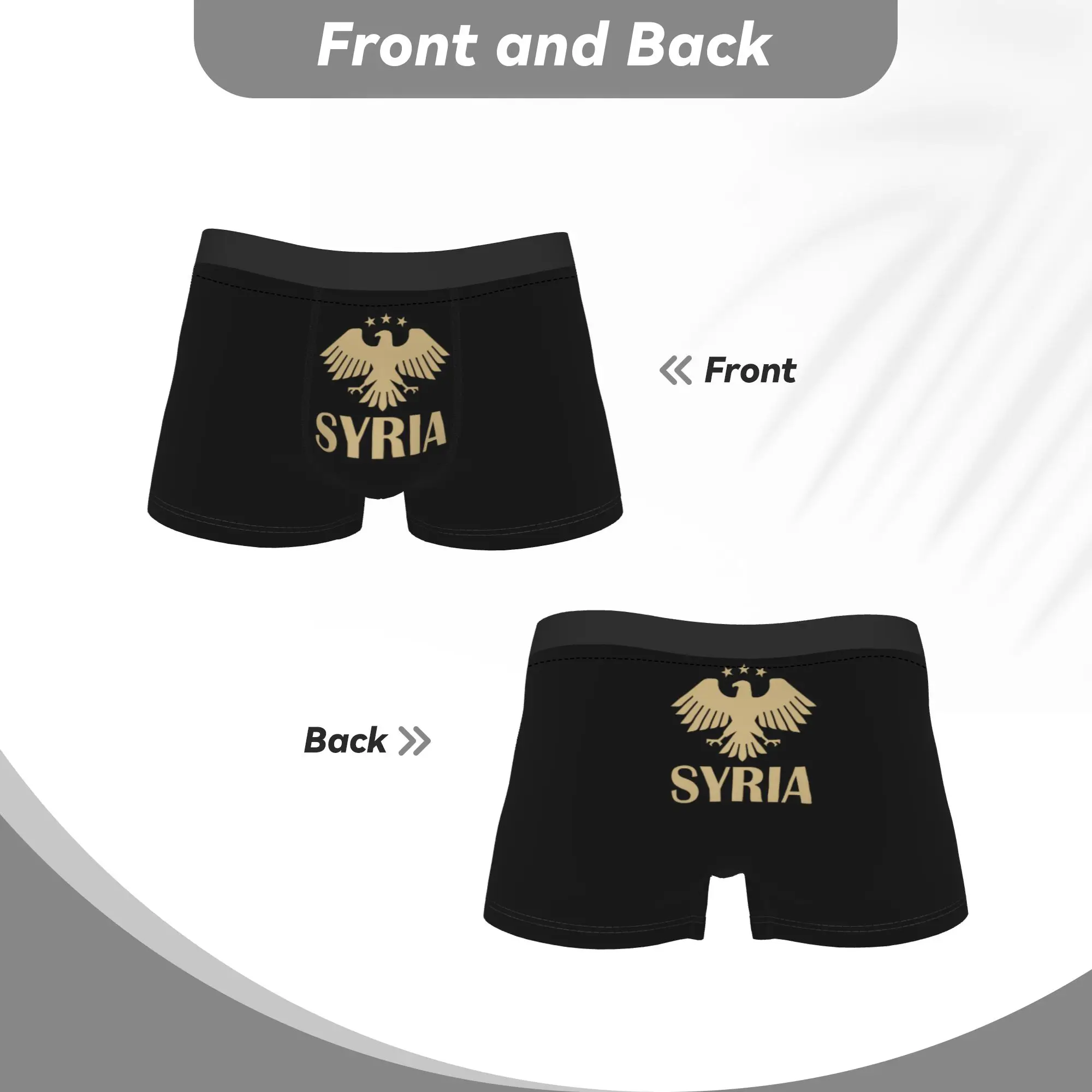 مطبوعة الملاكم نسر سوريا 2025 رمز السراويل سراويل ملخصات الرجال الملابس الداخلية السورية فخور تنفس السروال الذكور M-XXL #4