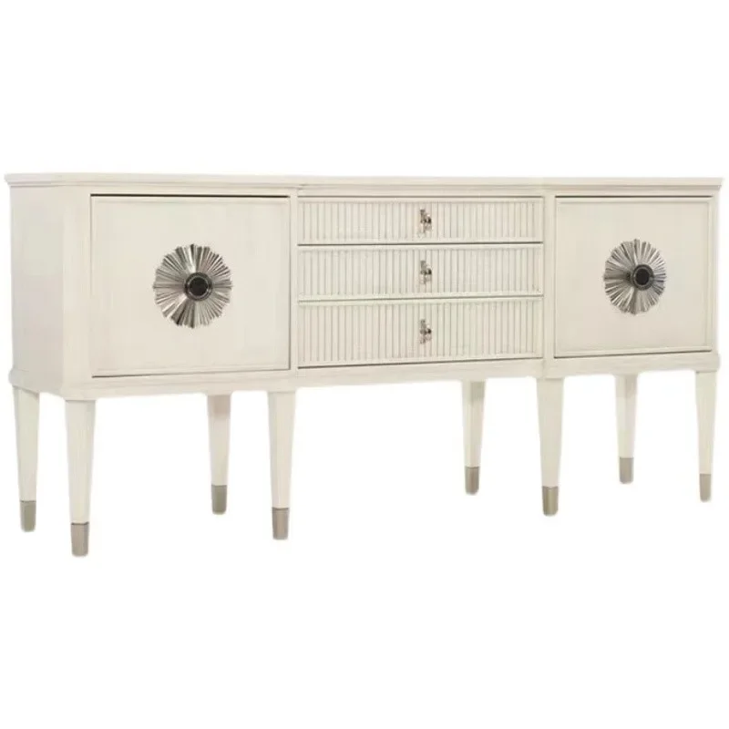 

Antique White Entrance Cabinet Living Room Light Luxury and Simplicity TV Cabinet American Solid Wood Dining Edge Curio Cabinet