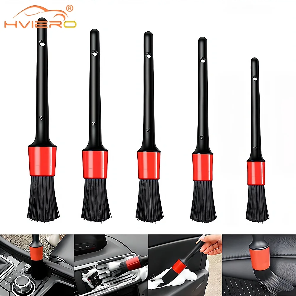 5pcs Car Detailing Brushes Auto Cleaning Kits Wash Tools Set Dashboard Accessories Air Outlet Clean Maintenance Wheel Soft Care