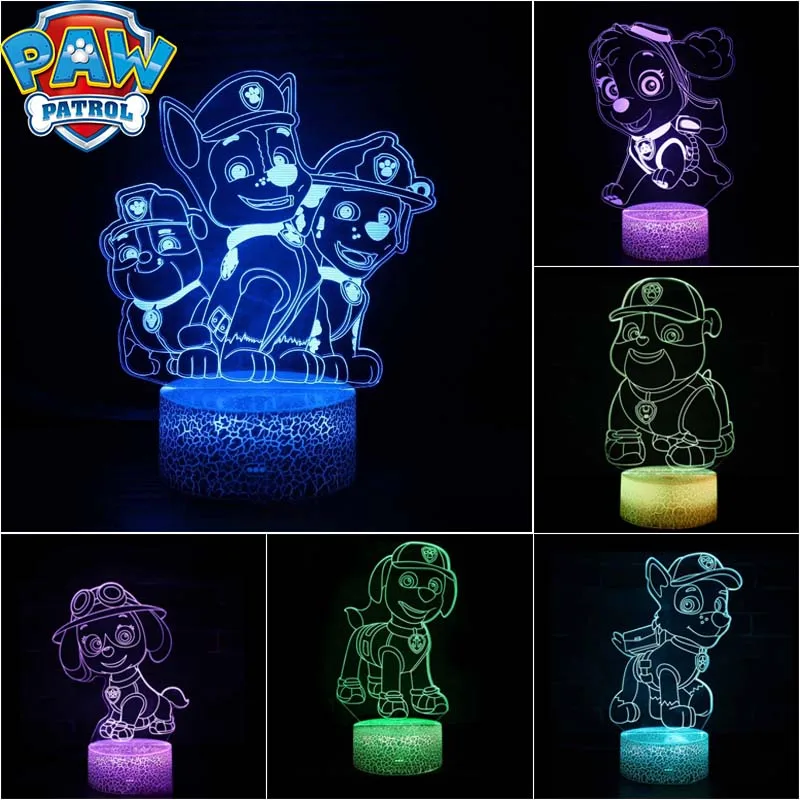 PAW Patrol 3D Acrylic Led Lamp for Home Children's Night Light Table Lamp Birthday Party Decor Men and women Bedroom Decoration